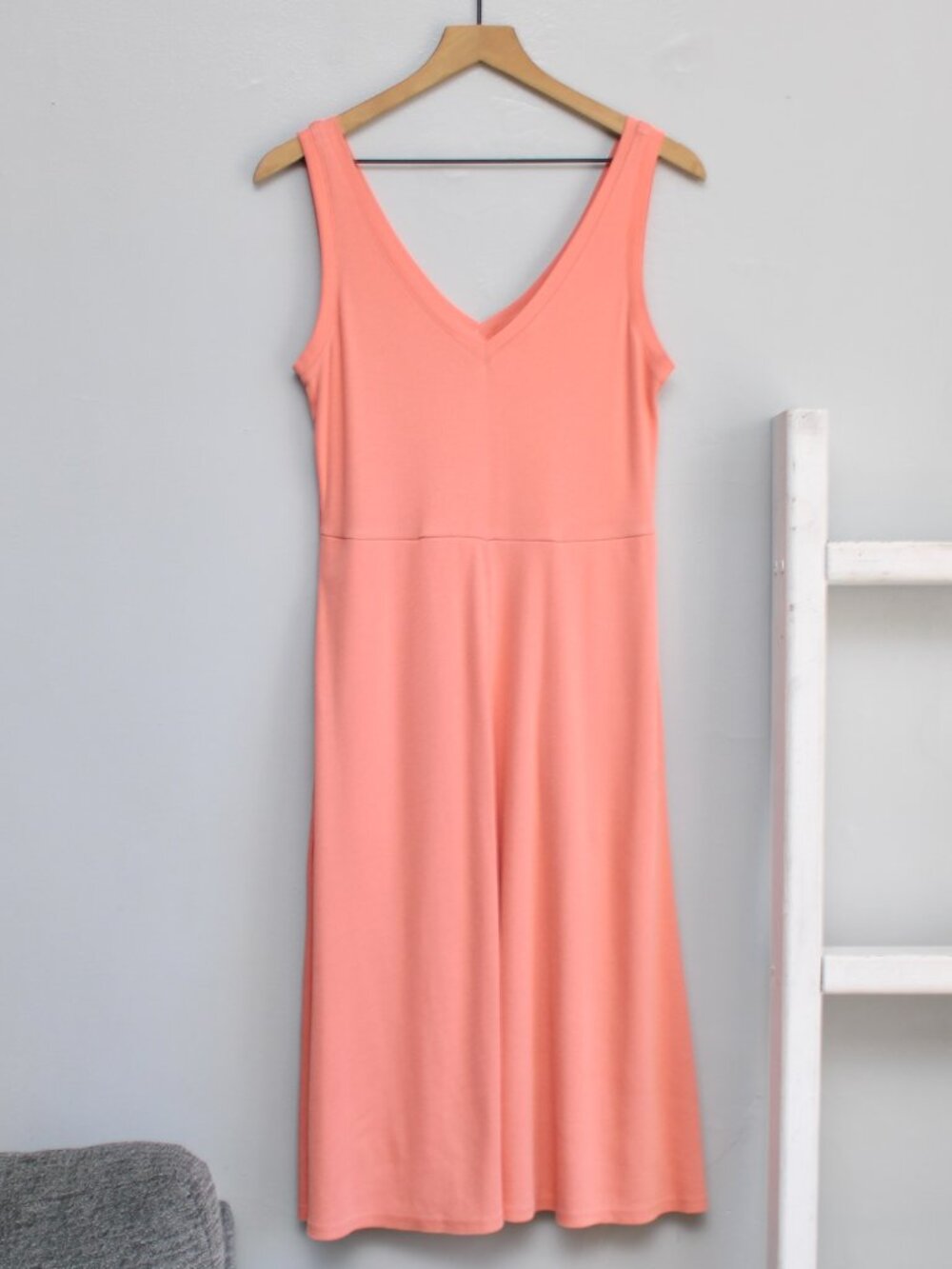 A New Day Women's Sleeveless Rib Knit Ballet Midi Dress Dark Peach Size Medium - Picture 2 of 6